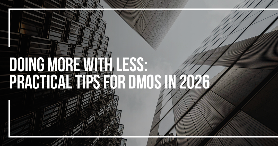 Upward view of modern buildings symbolizing scale and constraint, with overlaid headline text.